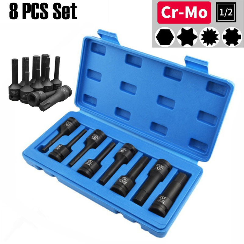 Hand Tools Maintenance Workshop - 1/2 Steckschlüssel 8-teiliges Set Sechskantschraubendreher Sternmutter