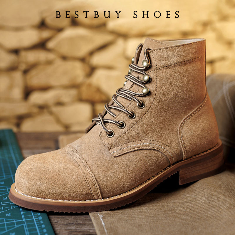 Tools Quality - Vintage Tooling Herren-Motorradstiefel aus hochwertigem Rindsleder,