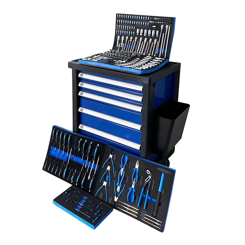 Hand Tools In Workshop - 225-teiliger Beweglicher Werkzeugschrank mit 7 Schubladen,