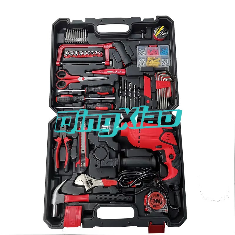 Hand Tools Maintenance Workshop - 118-teiliger Handwerkzeugkoffer-Satz mit Elektrobohrer, komplettes Reparaturset