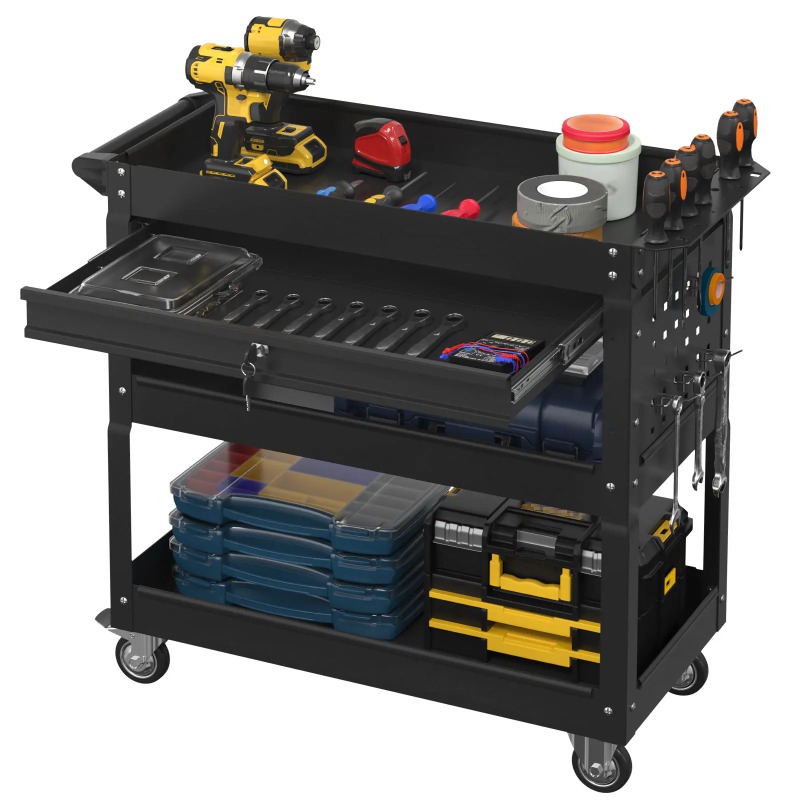 Workshop Garage Tools Manufacturer - 3-stöckiger Rollwerkzeugwagen, robuster Mehrzweckwagen mit Schublade