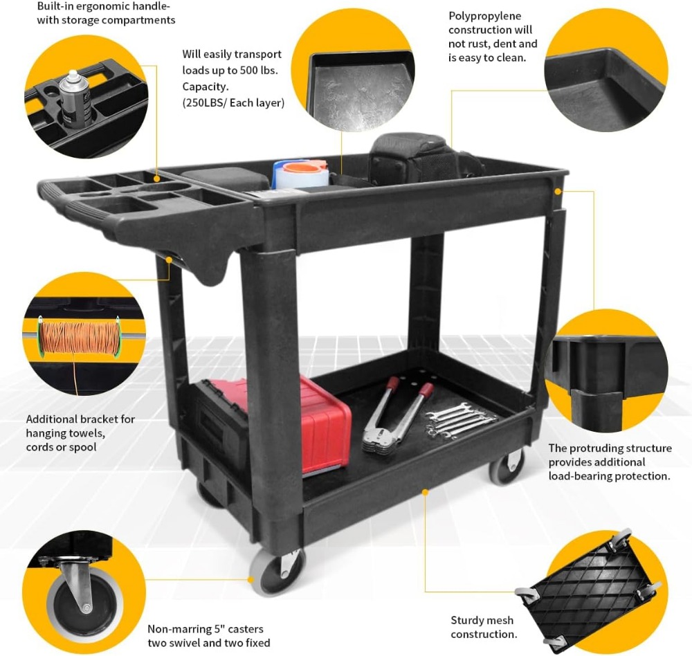 Robuster 2-Etagen Servicewagen – Workshop Tools Shelf Bewertung und Preis