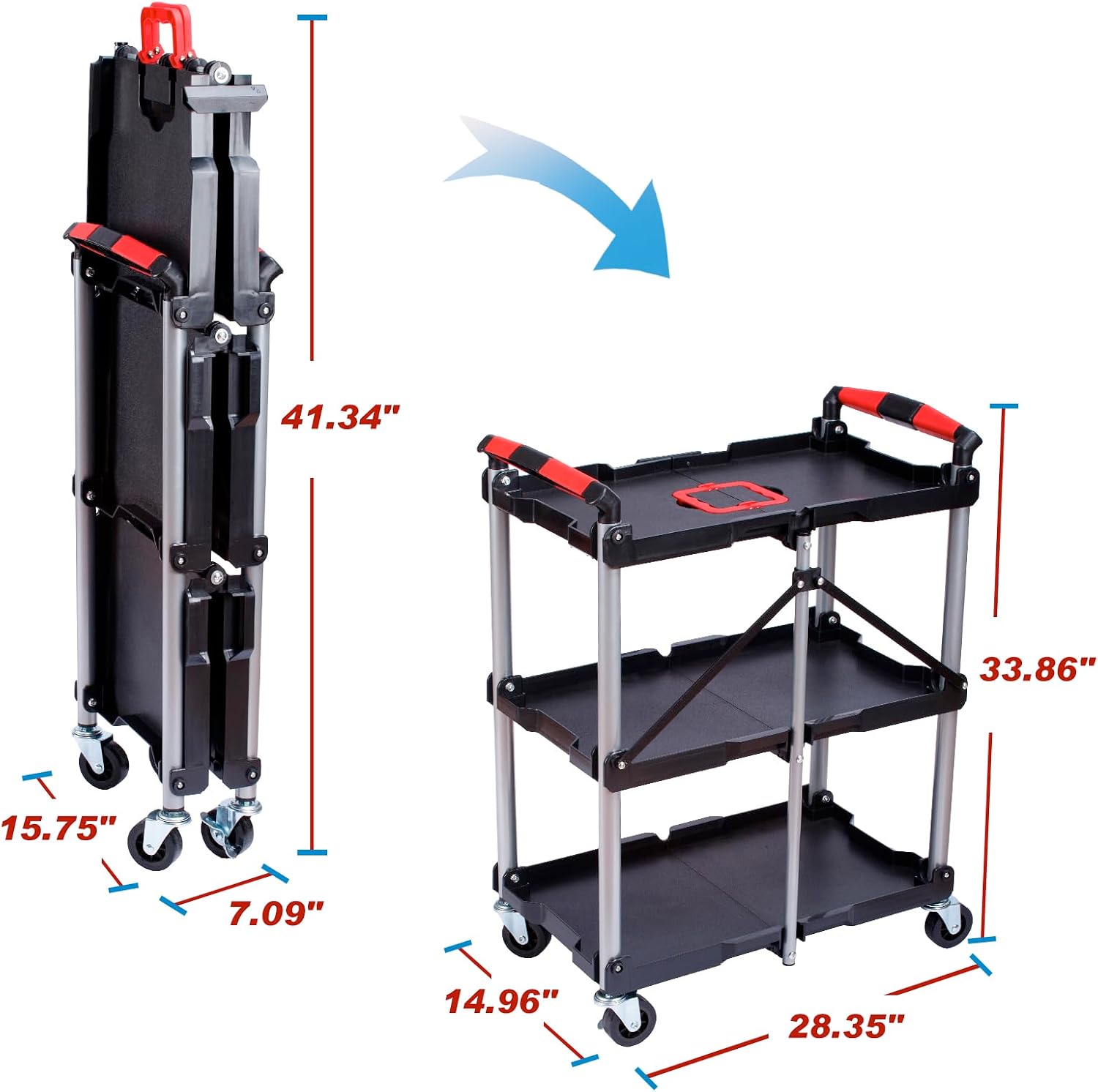 3-stöckiger faltbarer Rollwage – Workshop Tools Shelf Bewertung und Preis